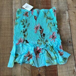 Charlotte Russe blue tropical floral print skirt women's small